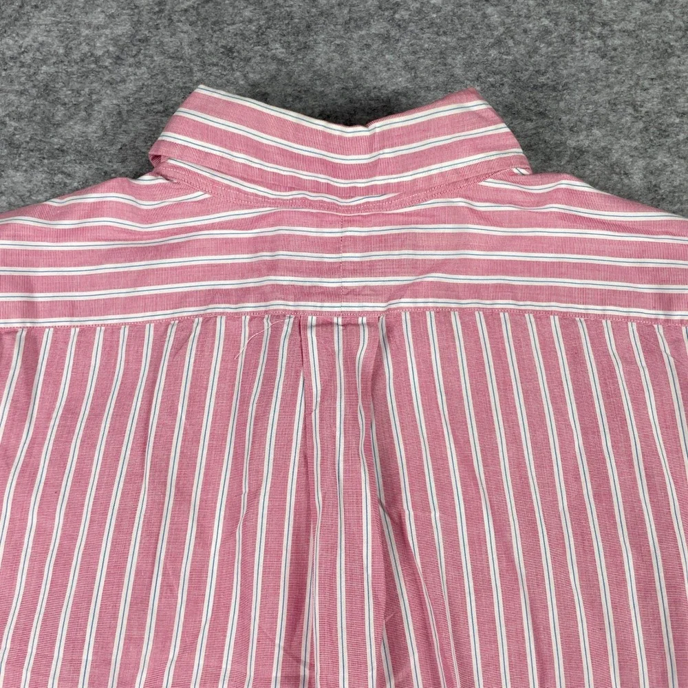 Vintage Ralph Lauren Shirt Mens M Pink Striped Classic Fit Button Preppy 90s